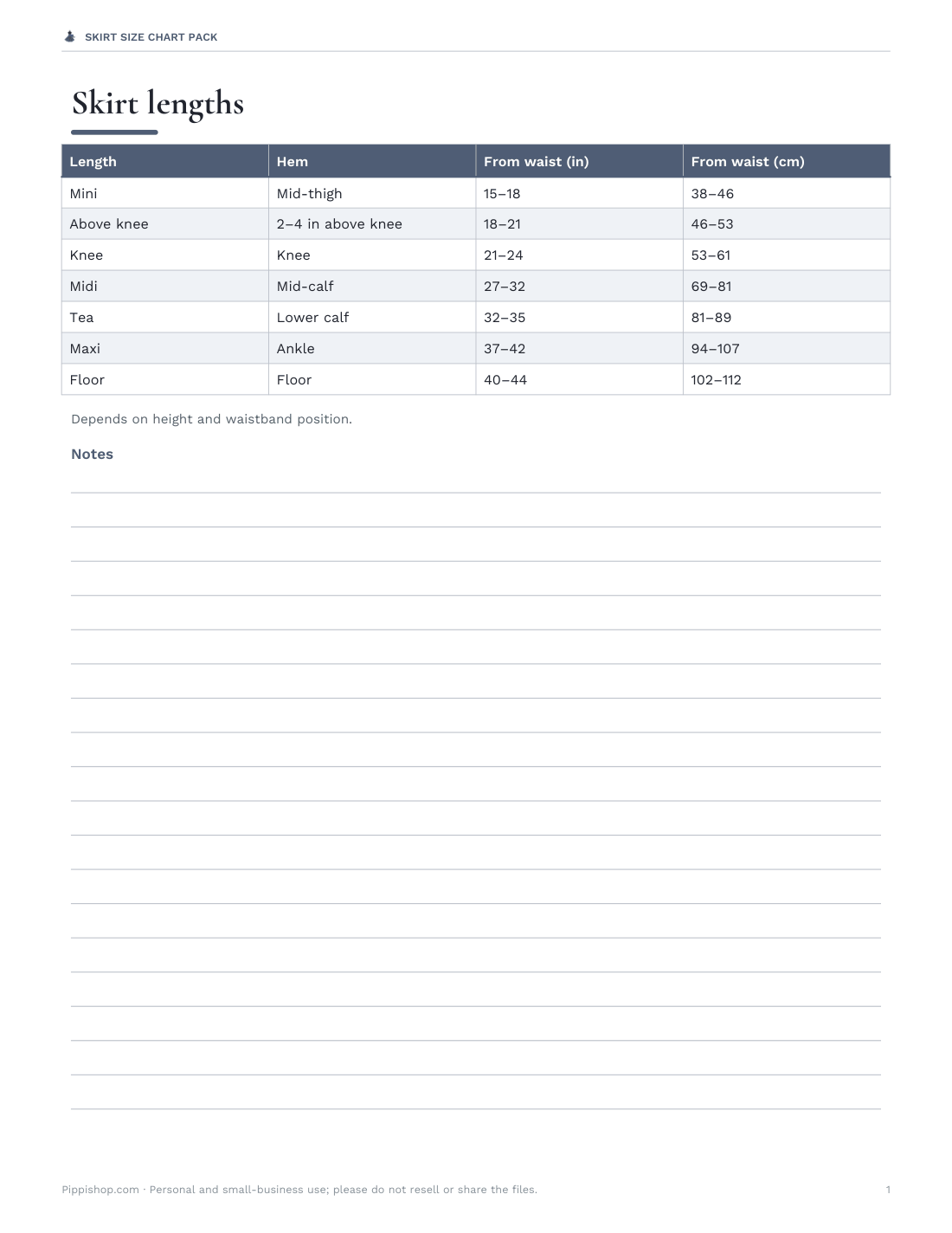 Preview of the first page of Length guide (PDF)
