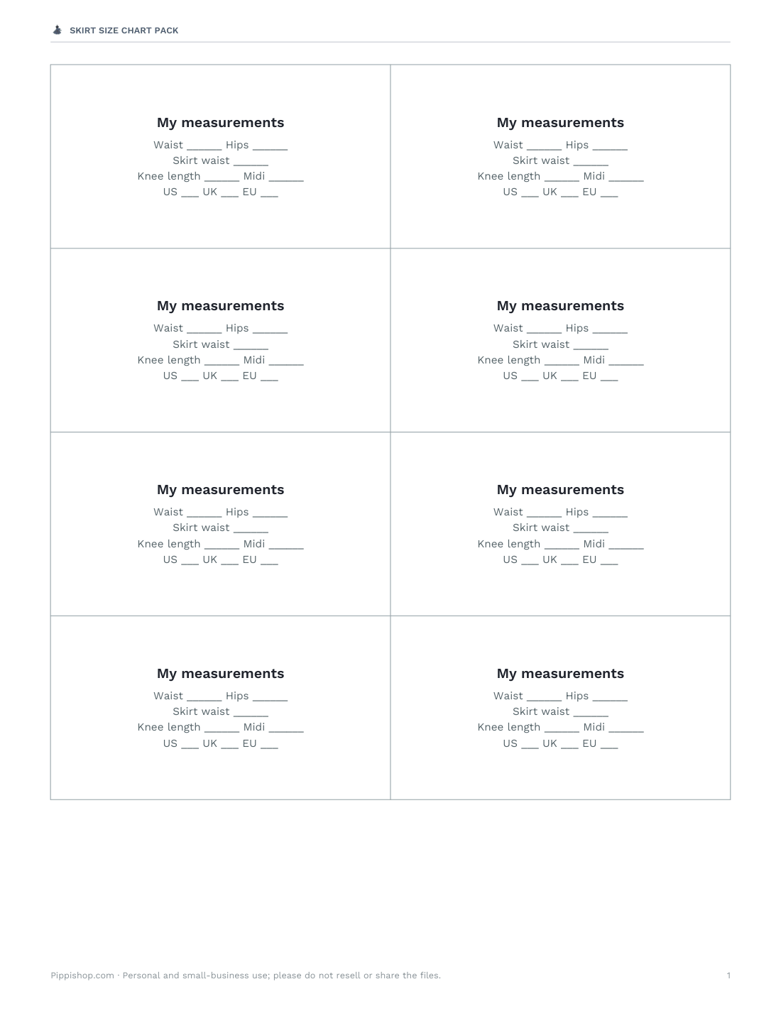 Preview of the first page of Wallet card (PDF)